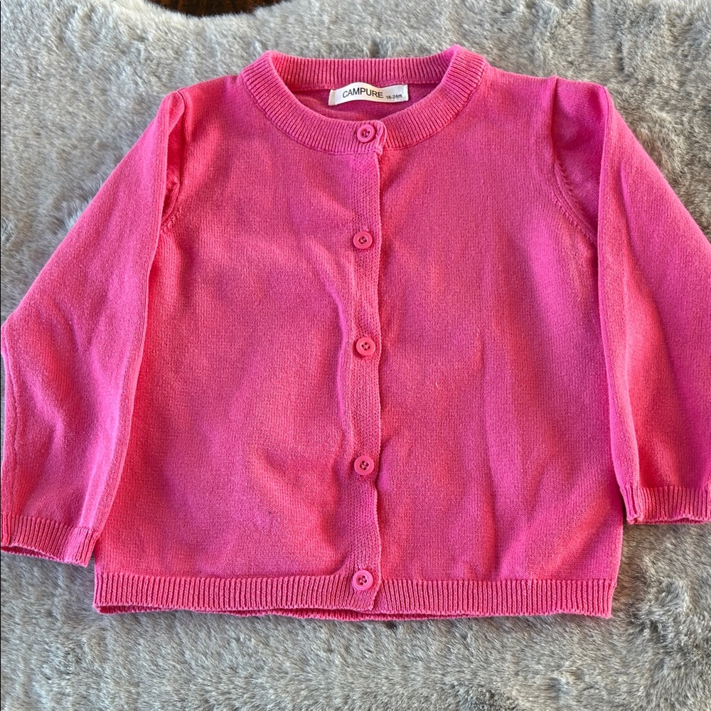 Kids Bright Pink Cardigan Sweater
